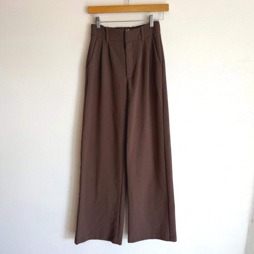 Abercrombie & Fitch Sloane Tailored Wide Leg Pants Chocolate Brown Pleated XS
